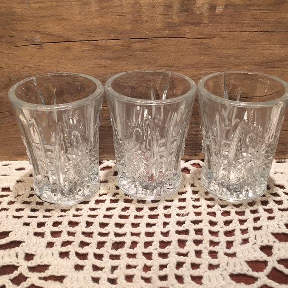 Accents Three Clear Crystal Glass Cut Shot Glasses Poshmark